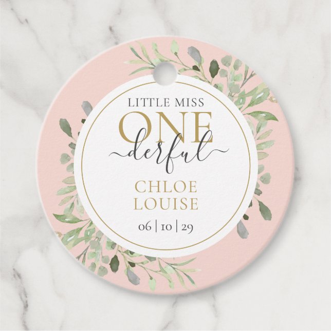 Étiquettes Cadeau Little Miss ONE derful Girl Premier Anniversaire r (Devant)