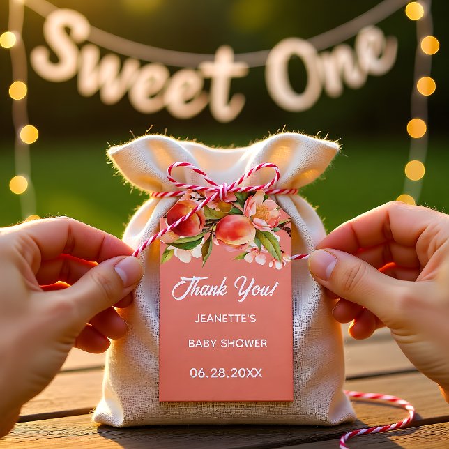 Étiquettes-cadeau Little Peach Floral Baby Shower (Créateur téléchargé)
