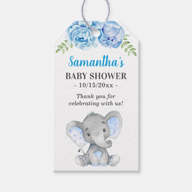 Étiquettes-cadeau Little Peanut Elephant Boy Baby shower Invité Favo (Devant)