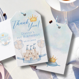 Étiquettes-cadeau Little Prince Fairytale Couronne Anniversaire Merc