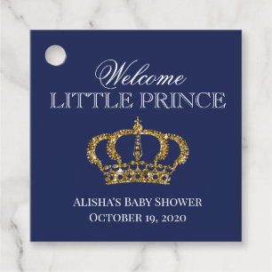 Étiquettes Cadeau Little Prince Royal Blue and Gold Baby shower