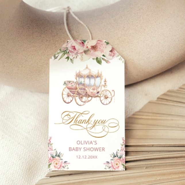 Étiquettes-cadeau Little Princess Merci Baby shower rose et or (Créateur téléchargé)