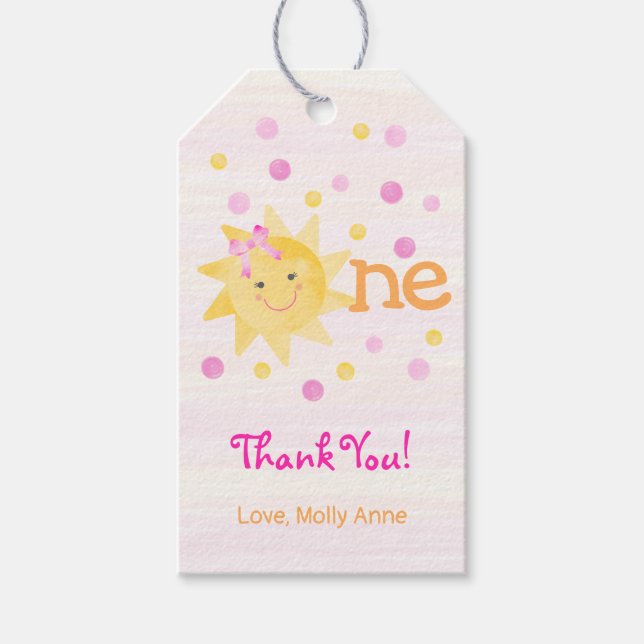 Étiquettes-cadeau Little Ray of Sunshine 1er Anniversaire Favoriser (Devant)