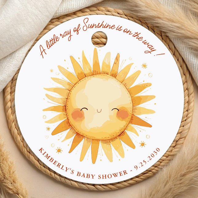 Étiquettes Cadeau Little Ray of Sunshine Cute Boho Baby shower solai (Créateur téléchargé)