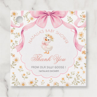 Étiquettes Cadeau little Silly goose Pink Bow Daisy Baby Shower