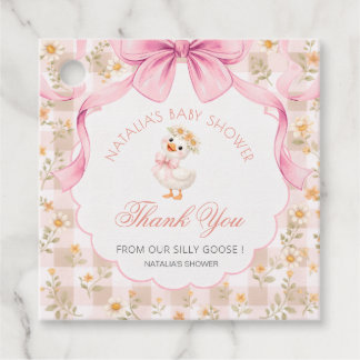 Étiquettes Cadeau little Silly goose Pink Bow Gingham Baby Shower