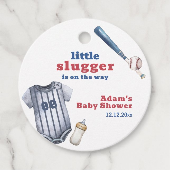 Étiquettes Cadeau Little Slugger Baseball Shirt Bottle Baby Shower  (Devant)