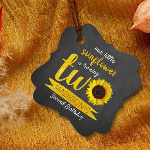 Étiquettes Cadeau Little Sunflower 2nd Birthday Favoriser Tags
