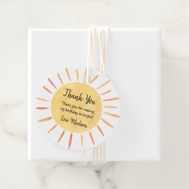 Étiquettes Cadeau Little Sunshine Modern Boho Anniversaire (En situation)