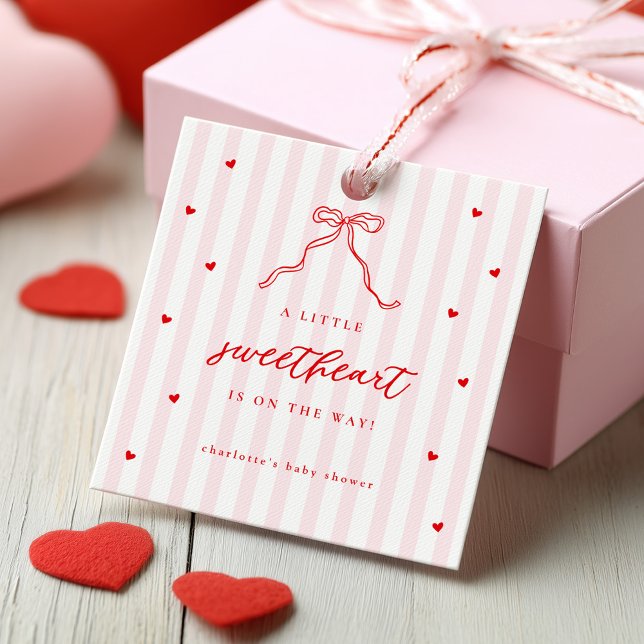 Étiquettes Cadeau Little Sweetheart Bow Baby Shower (Créateur téléchargé)