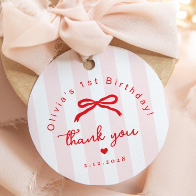 Étiquettes Cadeau Little Sweetheart Pink Red Valentines 1st BIrthday (Créateur téléchargé)