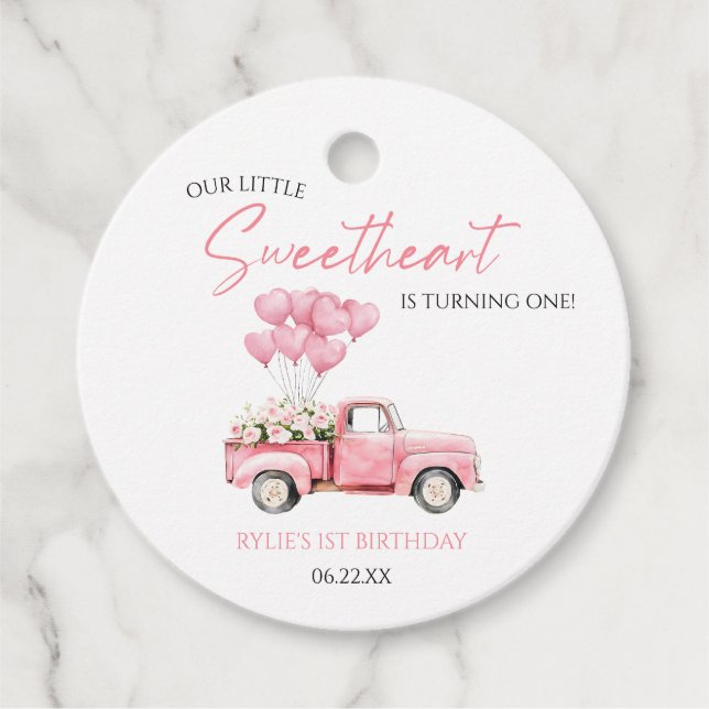 Étiquettes Cadeau Little Sweetheart Valentine's Day Birthday Party (Devant)