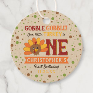 Étiquettes Cadeau Little Turkey Fall Thanksgiving 1er anniversaire