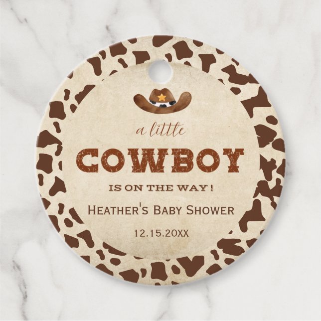 Étiquettes Cadeau Little Western Cowboy Baby shower (Devant)