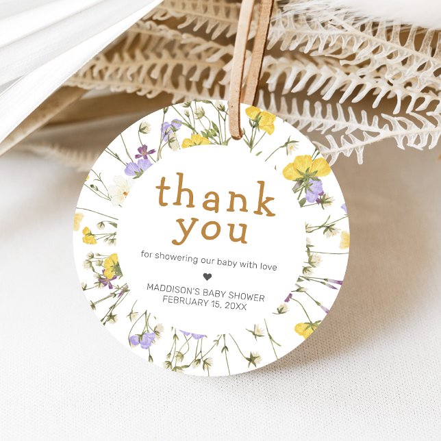 Étiquettes Cadeau Little Wildflower Baby Shower (Wildflower Baby Shower Favor Tags)