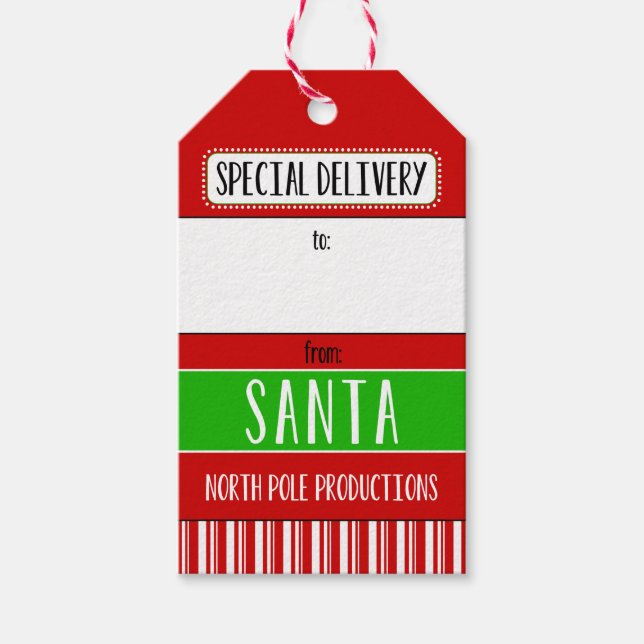 Étiquettes-cadeau Livraison spéciale de Père Noël (Devant)