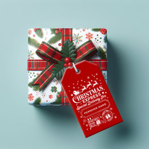 Étiquettes-cadeau Livraison spéciale Express de Noël blanc et rouge