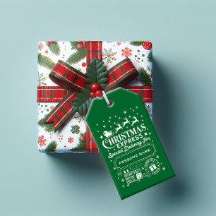 Étiquettes-cadeau Livraison spéciale Express de Noël blanc et vert