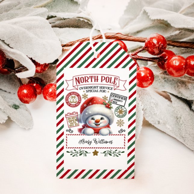 Étiquettes-cadeau Livraison spéciale Noël Snowman de Sant (Créateur téléchargé)