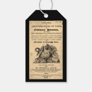 Étiquettes-cadeau Livre de poisons culinaires de 1820 crâne antique