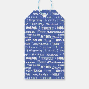 Étiquettes-cadeau Livre Genres Bleu Blanc