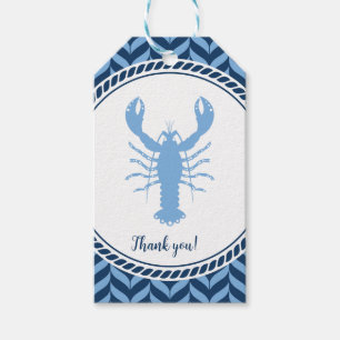 Étiquettes-cadeau Lobster bleu nautique côtier