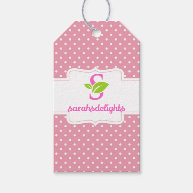 Étiquettes-cadeau Logo à pois rose (Devant)