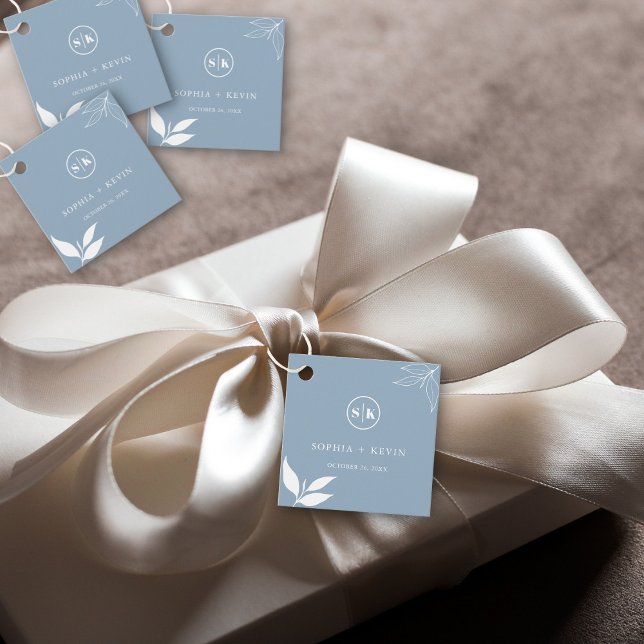Étiquettes Cadeau Logo aux initiales de feuilles de branche minimali (Créateur téléchargé)