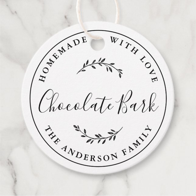 Étiquettes Cadeau Logo Botanique Élégant Cadeau de Pâtisserie Maison (Devant)