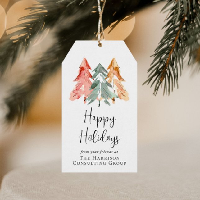 Étiquettes-cadeau Logo d'affaires Joyeux vacances Aquarelle Noël (Créateur téléchargé)