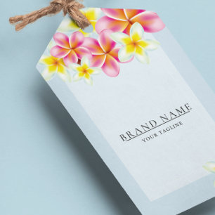 Étiquettes-cadeau Logo de la Plumeria tropicale QR Code Hang Tags W/