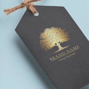 Étiquettes-cadeau Logo de l'arbre de chêne vintage Balises de suspen