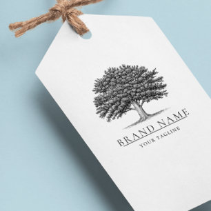 Étiquettes-cadeau Logo de l'arbre de chêne vintage Balises de suspen