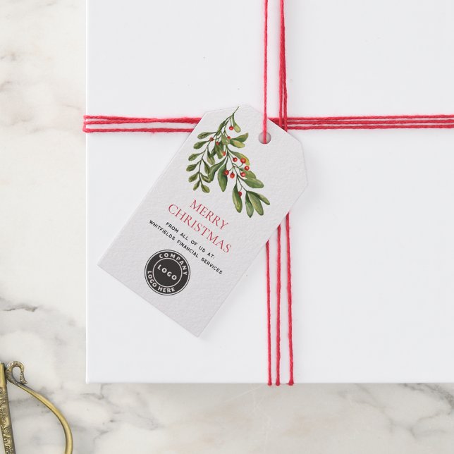 Étiquettes-cadeau Logo de l'entreprise de verdure de Noël (Merry Christmas Greenery Business Logo Gift Tags)