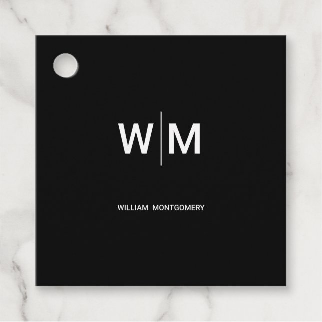 Étiquettes Cadeau Logo de marque noire | Entreprise (Devant)