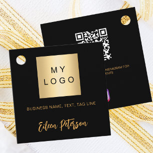Étiquettes Cadeau Logo de nom en or noir QR Instagram code tag penda
