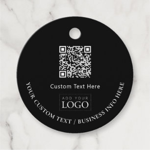 Étiquettes Cadeau Logo de société noir simple Code QR promotionnel