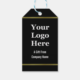Étiquettes-cadeau Logo d'entreprise Black White Gold Un cadeau de la