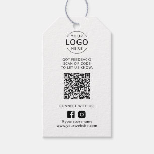 Étiquettes-cadeau Logo d'entreprise moderne QR Code Rétroaction Médi