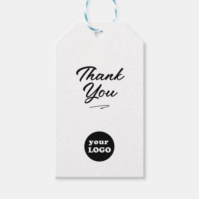 Étiquettes-cadeau Logo d'entreprise moderne Script Merci Kraft (Devant)