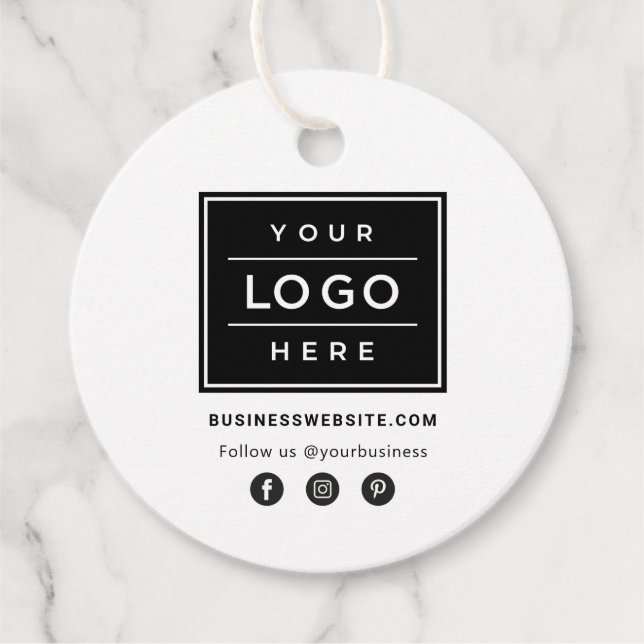 Étiquettes Cadeau Logo d'entreprise personnalisé avec icônes de médi (Devant)