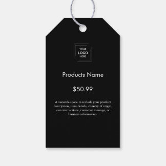 Étiquettes-cadeau Logo d'entreprise personnalisé moderne noir Prix d