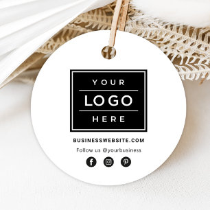 Étiquettes Cadeau Logo d'entreprise personnalisé rond blanc