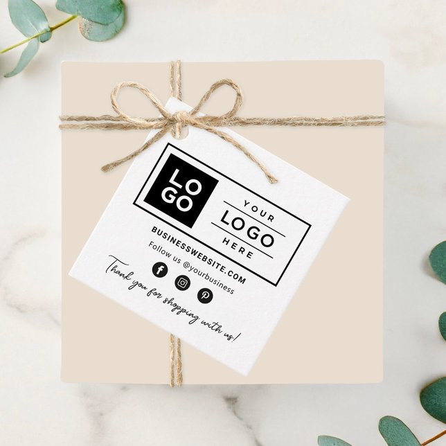 Étiquettes Cadeau Logo d'entreprise personnalisé sur fond blanc pour (Créateur téléchargé)
