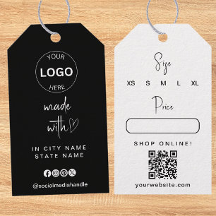 Étiquettes-cadeau Logo d'entreprise Qr Code Hang Tags Prix Taille