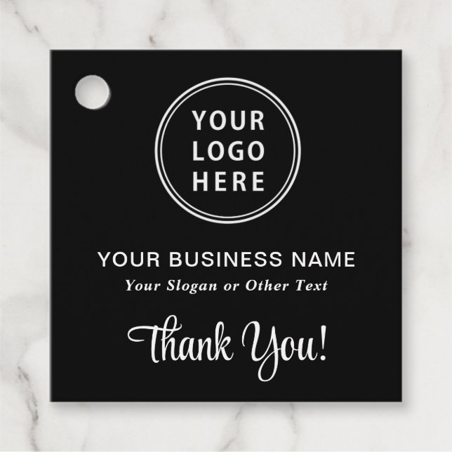 Étiquettes Cadeau Logo d'entreprise QR Code Merci noir (Devant)