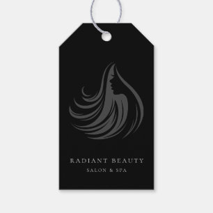 Étiquettes-cadeau Logo du salon de coiffure moderne Prix noir Tags