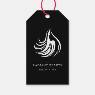 Étiquettes-cadeau Logo du salon de coiffure moderne Prix noir Tags