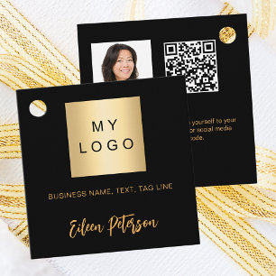 Étiquettes Cadeau Logo en or noir photo code QR tag