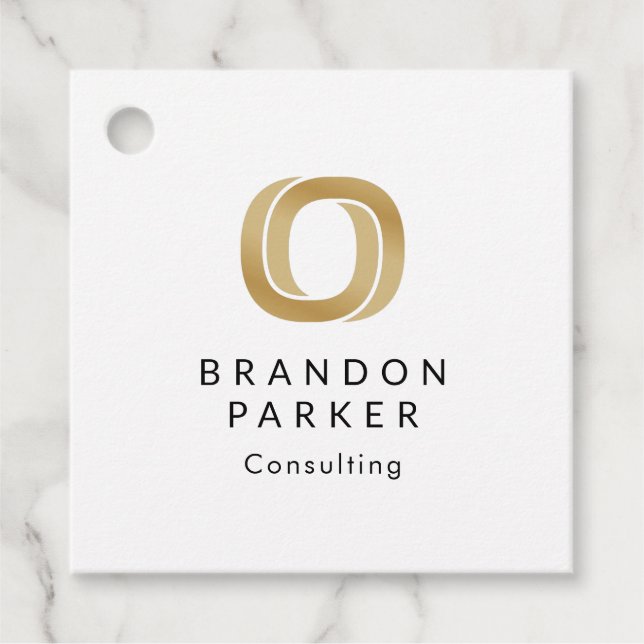 Étiquettes Cadeau Logo en or professionnel simple sur noir (Devant)